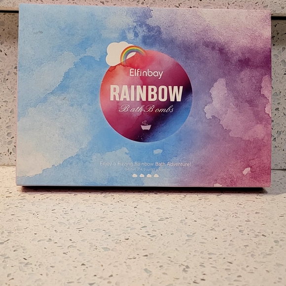 ELFINBAY Rainbow Bath Bombs 4 XL Organic For Kids or Adults Fizzes With Rainbows - Picture 2 of 3